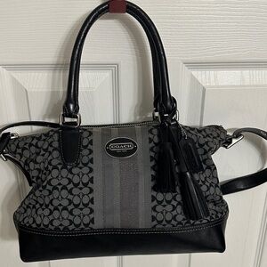 COACH Legacy Graphite Signature Stripe Molly 2-Way Satchel/Shoulder Bag #21154